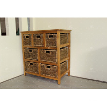 Exotic Design Natural Water Hyacinth Storage Cabinet Indoor Wicker Furniture